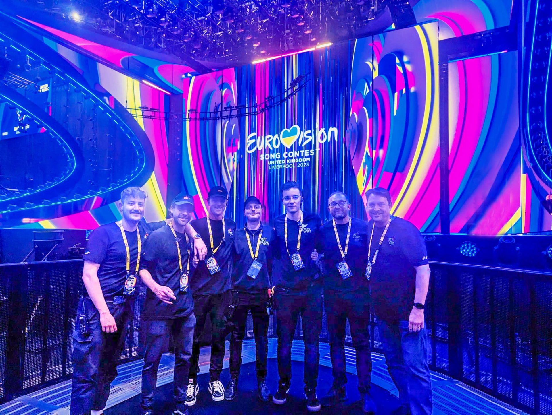 The Max WiFi team on stage at Eurovision
